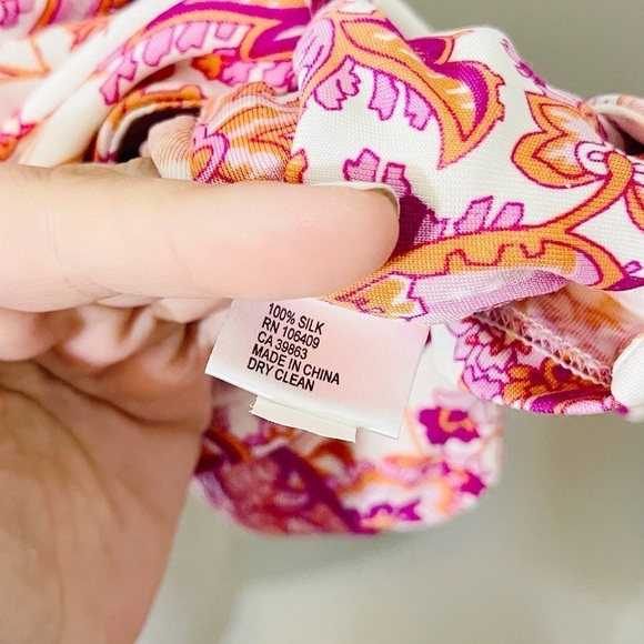 ANTONIO MILANI Pink Peach White Floral 100% Silk Tank Blouse - LARGE - Picture 7 of 7